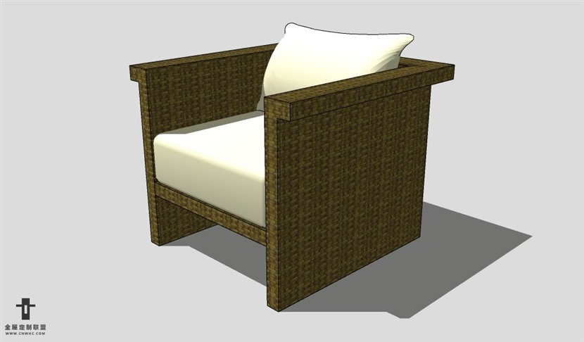 SketchUp椅子模型草图大师扶手单椅模型Armchair-025