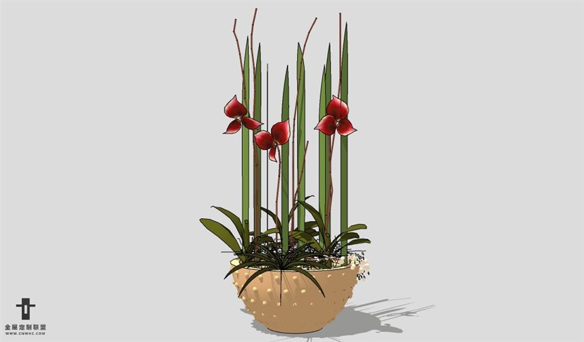 SketchUp饰品模型草图大师花艺3D模型Artificial Plant-007