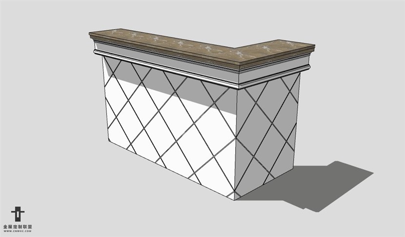 SketchUp桌子模型草图大师吧台桌3D模型Bar Counter-001