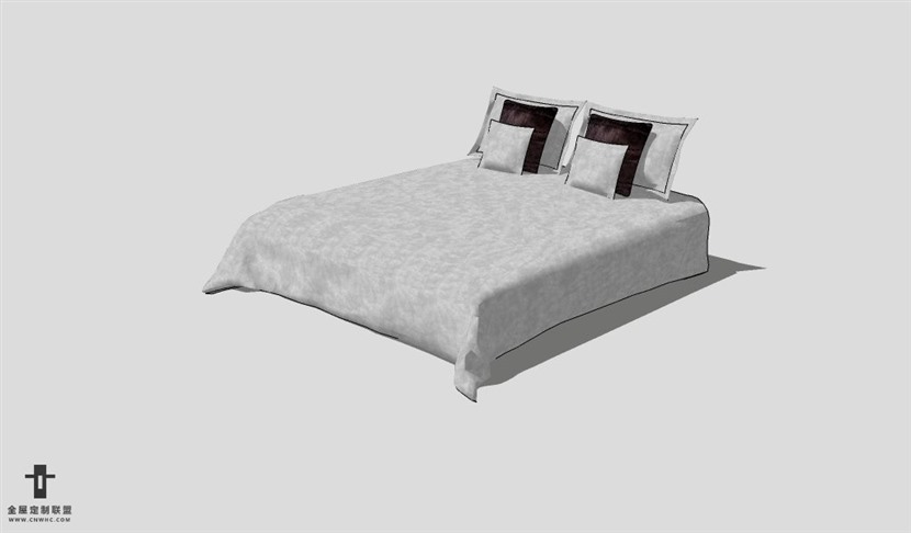 SketchUp床模型草图大师双人床3D模型Bed-001