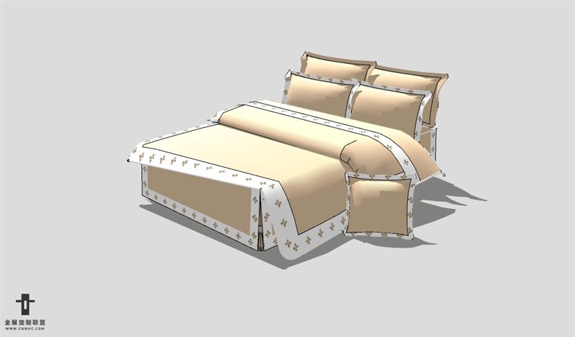 SketchUp床模型草图大师双人床3D模型Bed-010