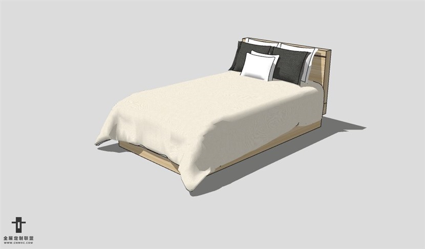 SketchUp床模型草图大师双人床3D模型Bed-043