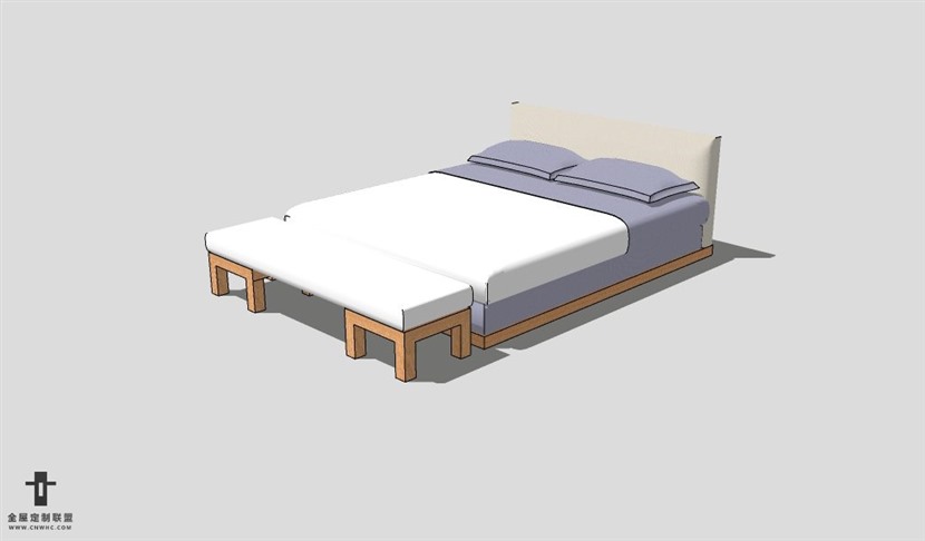 SketchUp床模型草图大师双人床3D模型Bed-064