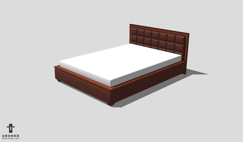 SketchUp床模型草图大师双人床3D模型Bed-066