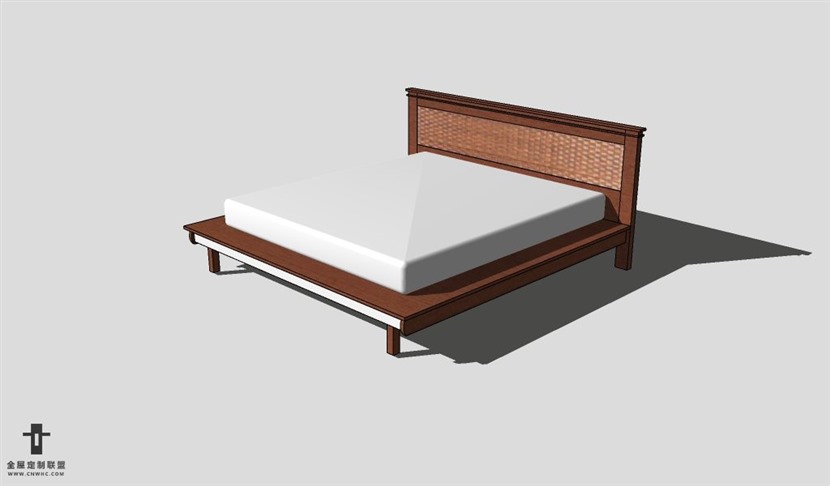 SketchUp床模型草图大师双人床3D模型Bed-069