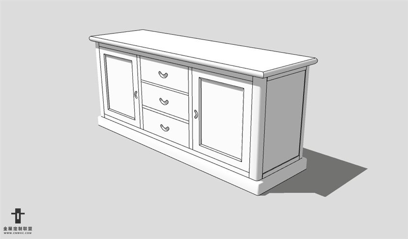 SketchUp柜子模型草图大师电视柜3D模型Entertainment Center-003