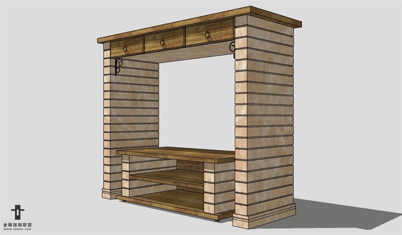 SketchUp柜子模型草图大师电视柜3D模型Entertainment Center-009