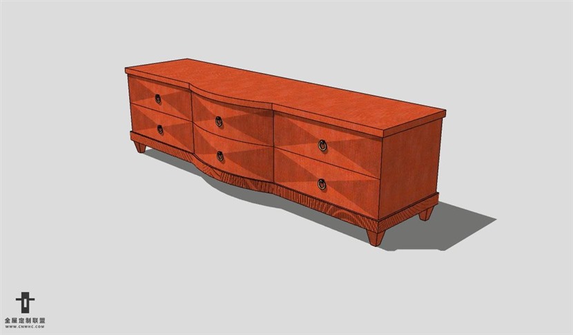 SketchUp柜子模型草图大师电视柜3D模型Entertainment Center-011