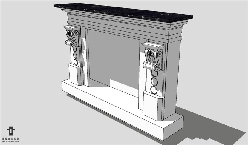 SketchUp壁炉模型草图大师单壁炉3D模型Fireplace-002