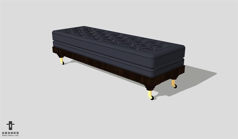 SketchUp椅子模型草图大师床尾椅子模型Footboard chair-002