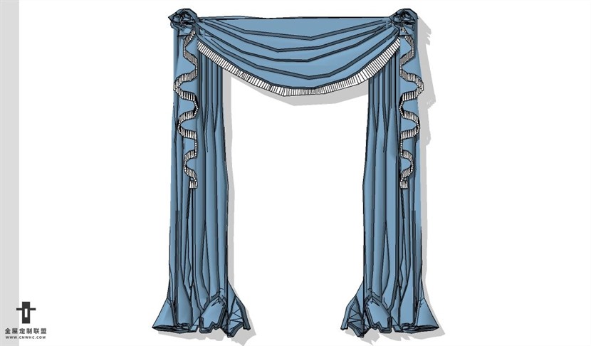 SketchUp窗帘模型草图大师窗帘3D模型Roman Blind-014