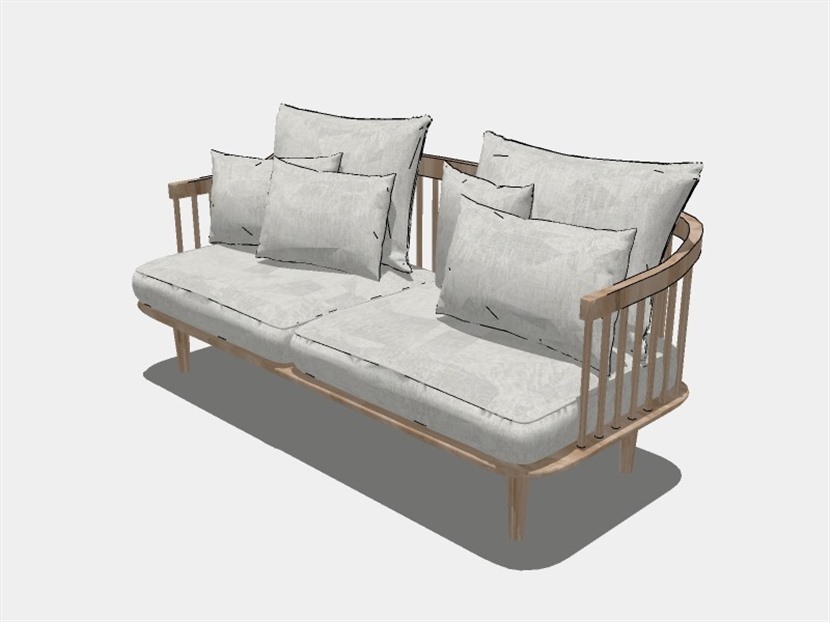 SketchUp草图大师现代北欧风格单人沙发模型-006