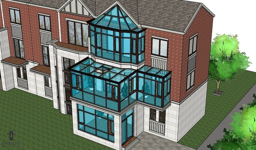 SketchUp草图大师阳光房室外建筑模型下载-011