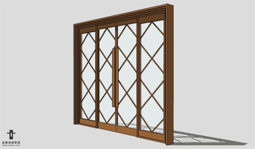 SketchUp滑门模型草图大师单移门3D模型Folding Door-001