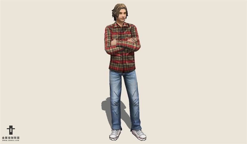 SketchUp草图大师双手抱在胸前的男人SU模型下载People-007SKP模型