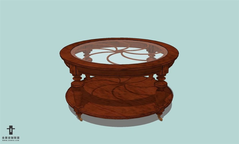 SketchUp草图大师精品美式家具茶几skp模型下载-010SKP模型