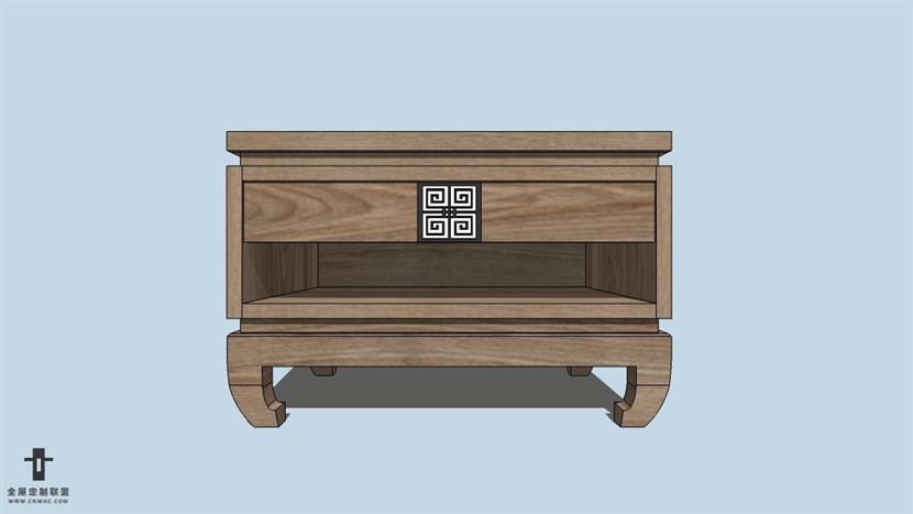 SketchUp草图大师中式风格绿色边柜模型下载-012SKP模型