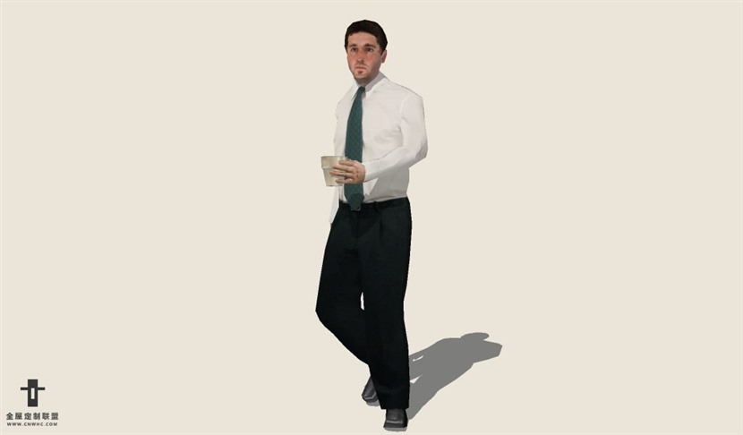 SketchUp草图大师人物拿着饮料的男人SU模型下载People-014SKP模型