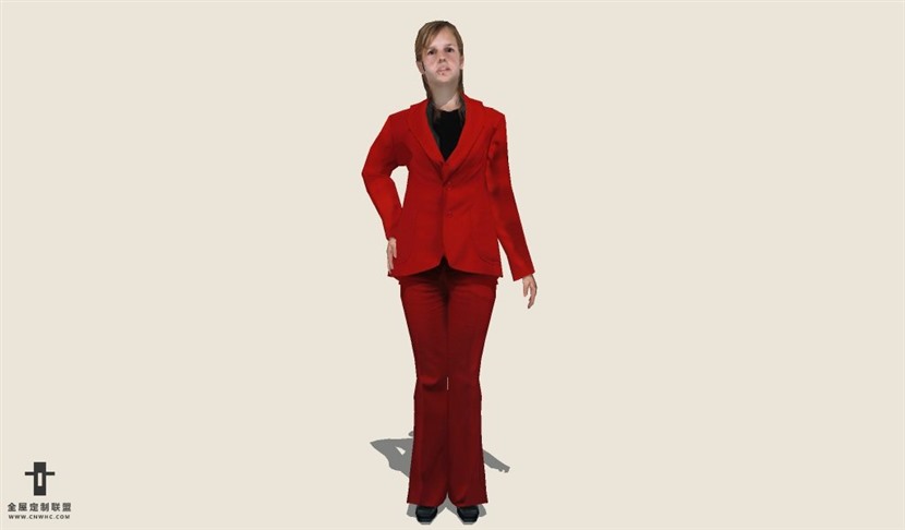 SketchUp草图大师人物红色衣服的女人SU模型下载People-016SKP模型