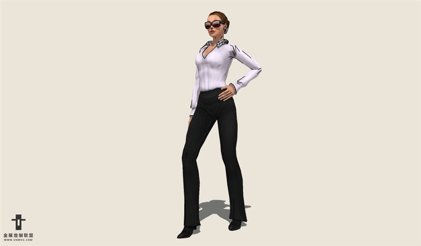 SketchUp草图大师人物时髦的女人SU模型下载People-021SKP模型