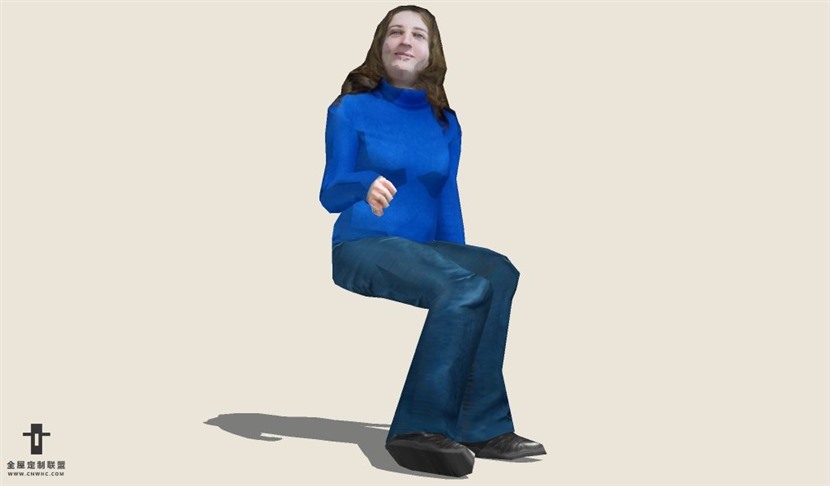 SketchUp草图大师人物体型微胖的坐姿女人SU模型下载People-026SKP模型