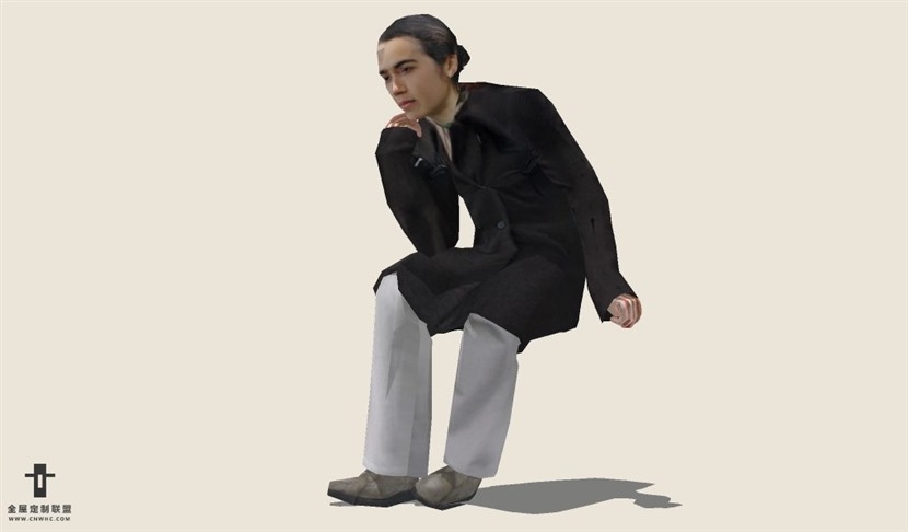 SketchUp草图大师人物手托腮的男人SU模型下载People-028SKP模型