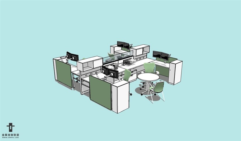SketchUp草图大师办公家具组合SU模型下载032SKP模型