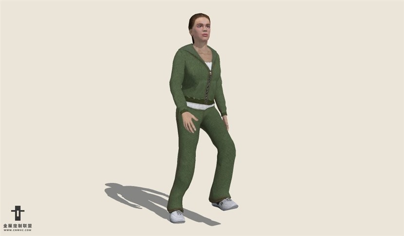 SketchUp草图大师人物半蹬姿势的女人SU模型下载People-032SKP模型