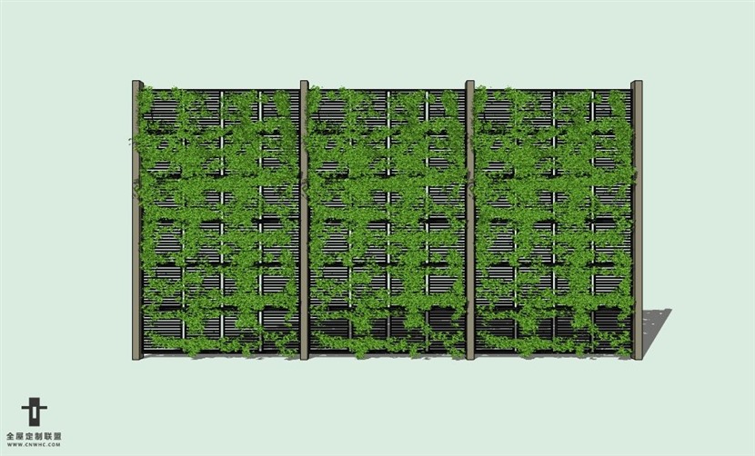 SketchUp草图大师贵绿植墙花架垂直绿化墙SU模型下载-036SKP模型