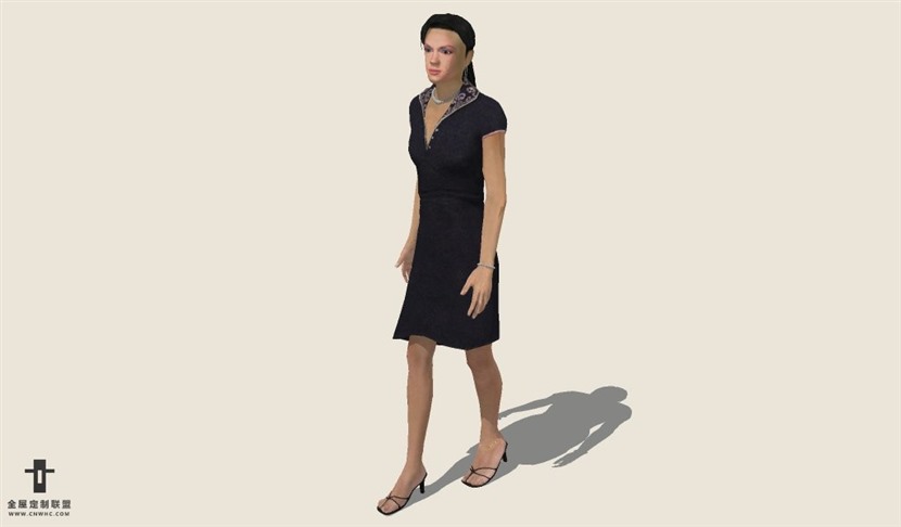 SketchUp草图大师人物穿连衣裙的女人SU模型下载People-041SKP模型