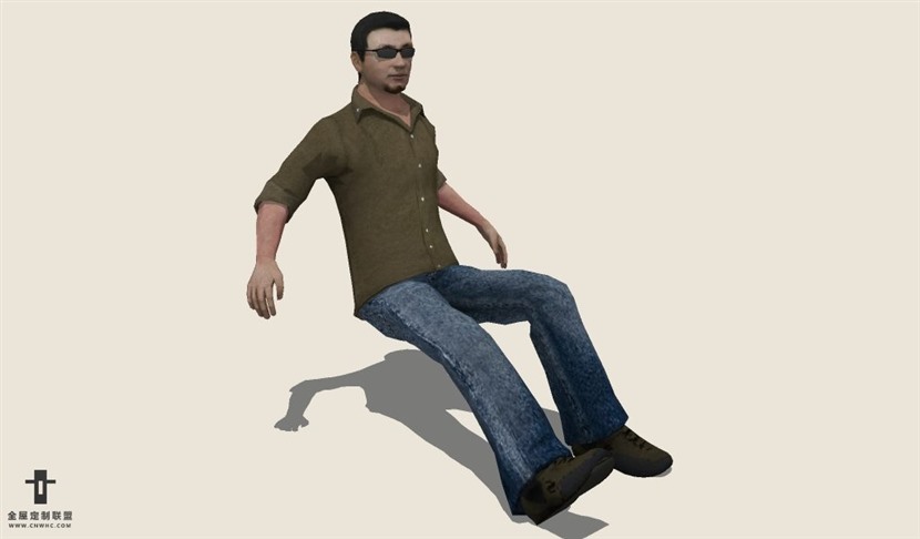 SketchUp草图大师人物戴眼镜坐着的男人SU模型下载People-043SKP模型