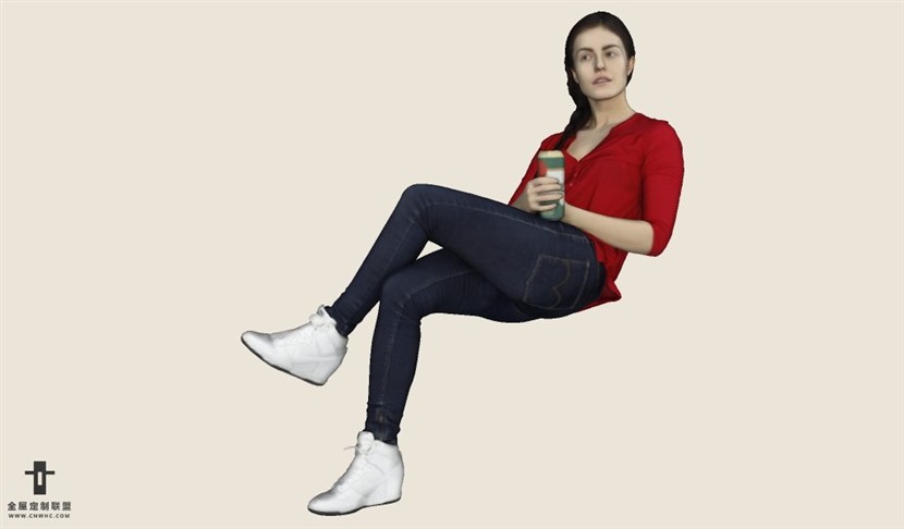 SketchUp草图大师人物坐着靠着拿啤酒的女人SU模型下载People-149SKP模型
