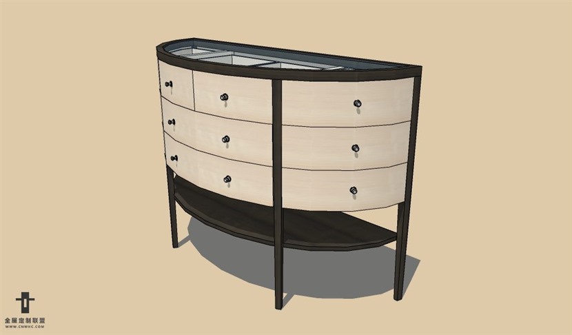 SketchUp草图大师边柜玄关装饰柜SU模型下载Buffet-031SKP模型