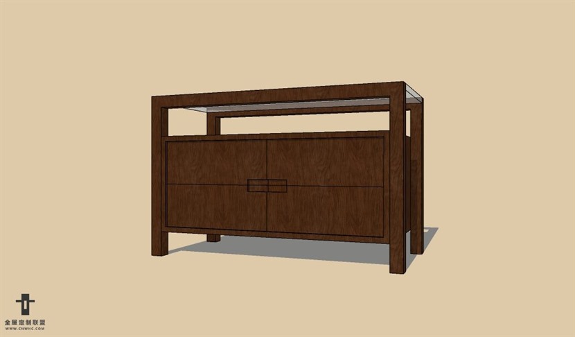 SketchUp草图大师边柜玄关装饰柜SU模型下载Buffet-072SKP模型
