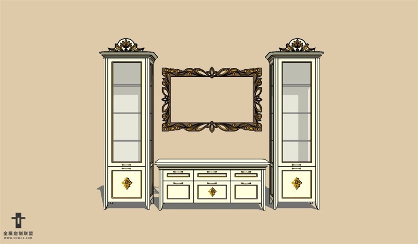 SketchUp草图大师欧式柜子电视柜SU模型下载Entertainment Center-011SKP模型