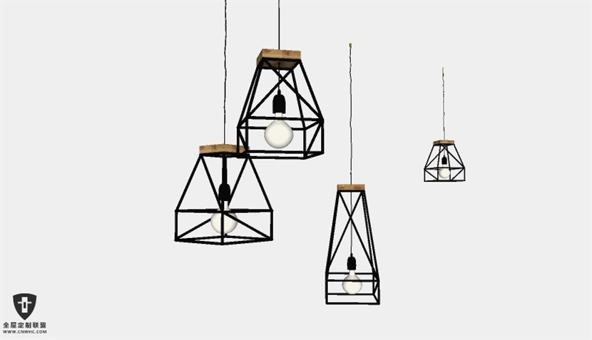 SketchUp草图大师天花灯Loft工业风灯具吊灯SU模型下载Loft-090SKP模型