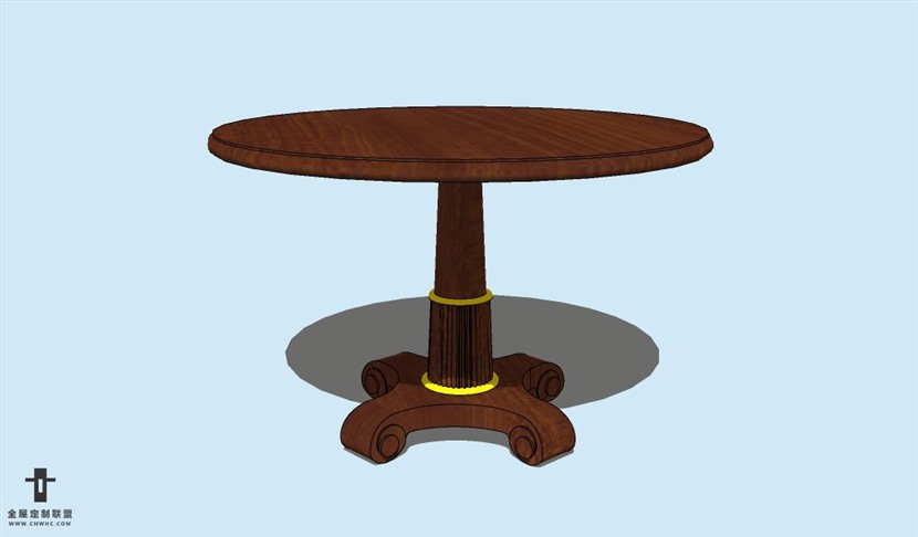 SketchUp草图大师圆餐桌子SU模型Round table-028SKP模型