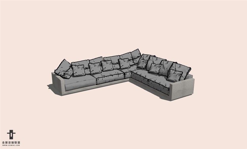 SketchUp草图大师L型沙发SU模型下载-Sofa-017SKP模型