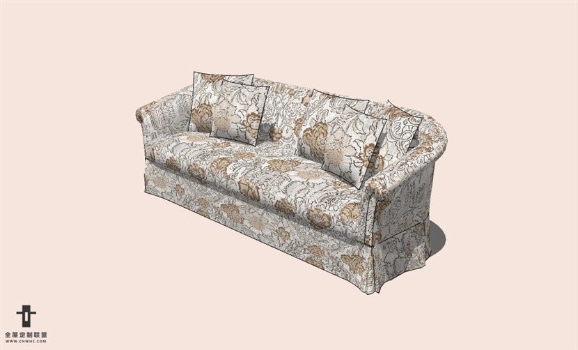 SketchUp草图大师多人沙发SU模型下载-Sofa-076SKP模型