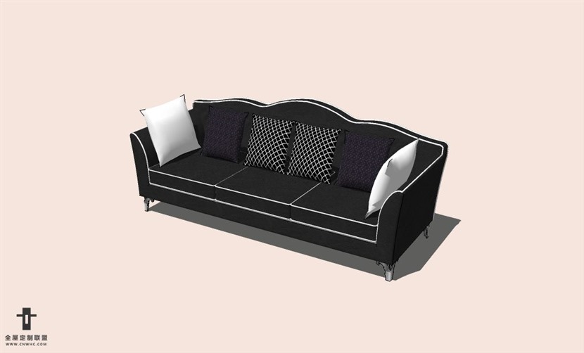 SketchUp草图大师多人沙发SU模型下载-Sofa-089SKP模型