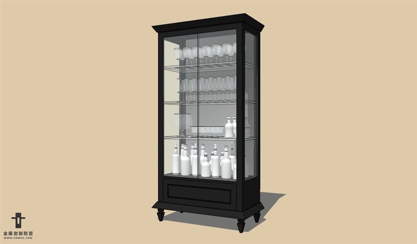 SketchUp草图大师简欧风格酒柜SU模型下载WineCabinet 005SKP模型
