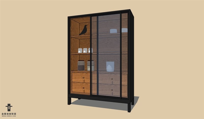 SketchUp草图大师现代简约酒柜SU模型下载WineCabinet 006SKP模型
