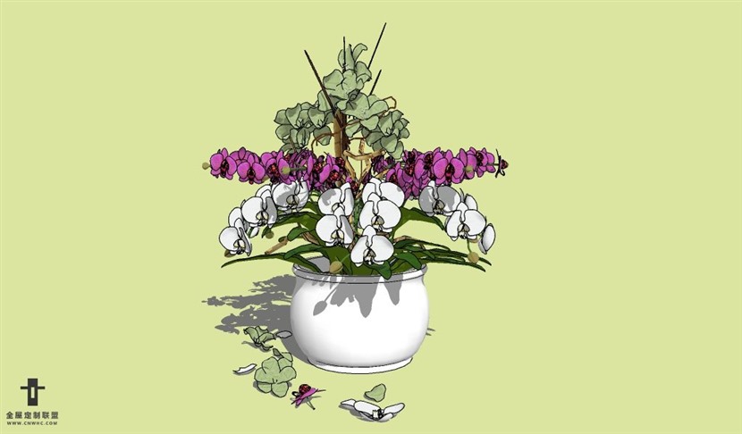 SketchUp草图大师花卉植物花瓶SU模型Vase-056SKP模型