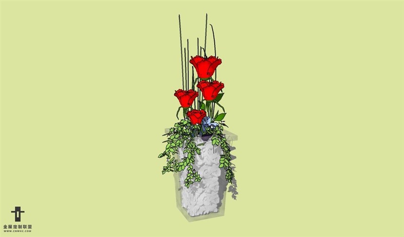 SketchUp草图大师花卉植物花瓶SU模型Vase-077SKP模型