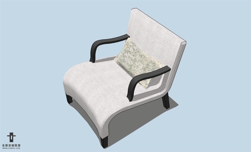 SketchUp草图大师精品现代简约家具单人沙发模型下载-003SKP模型