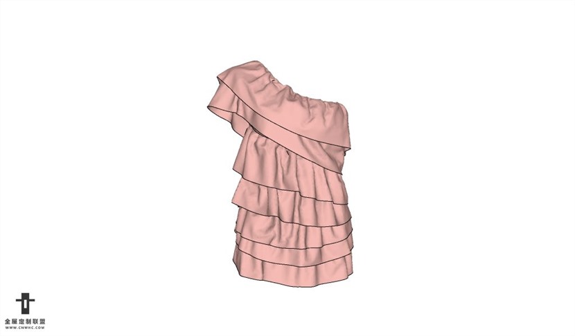 女士服装露肩裙SketchUp模型库草图大师模型下载009