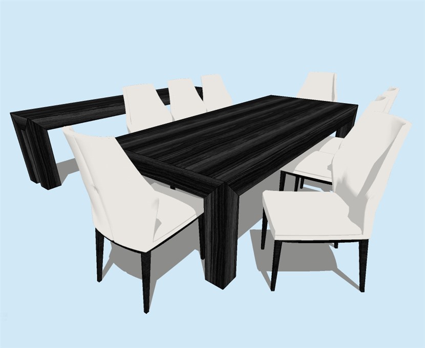 SketchUp精品桌子椅子模型草图大师桌椅组合模型下载-004SKP模型