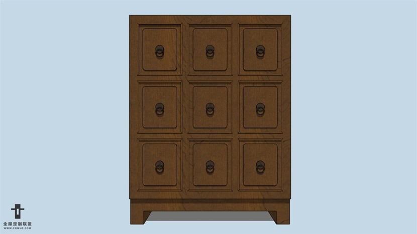 SketchUp草图大师中式风格家具边柜SU模型下载-077SKP模型