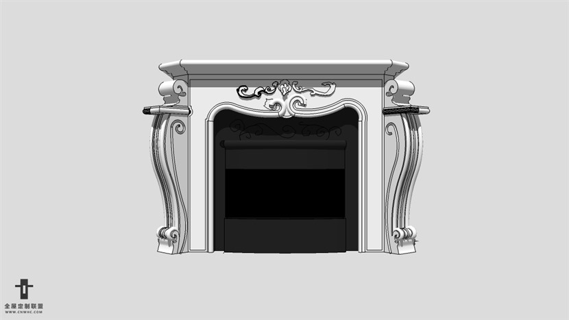 SketchUp草图大师建筑构壁炉建模型下载-012SKP模型