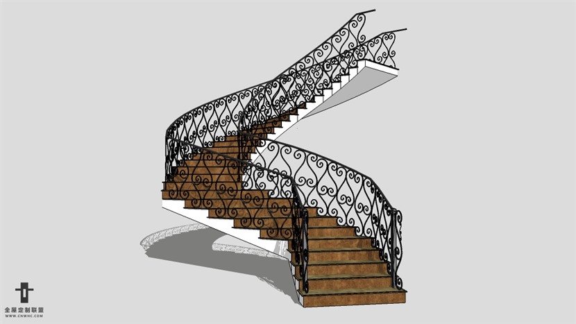 SketchUp草图大师建筑构楼梯模型下载-001SKP模型
